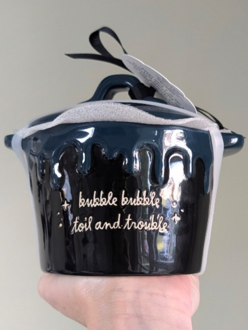 Rae Dunn BUBBLE BUBBLE TOIL AND TROUBLE Mini Baking Dish w/ Embossed Slime Drip